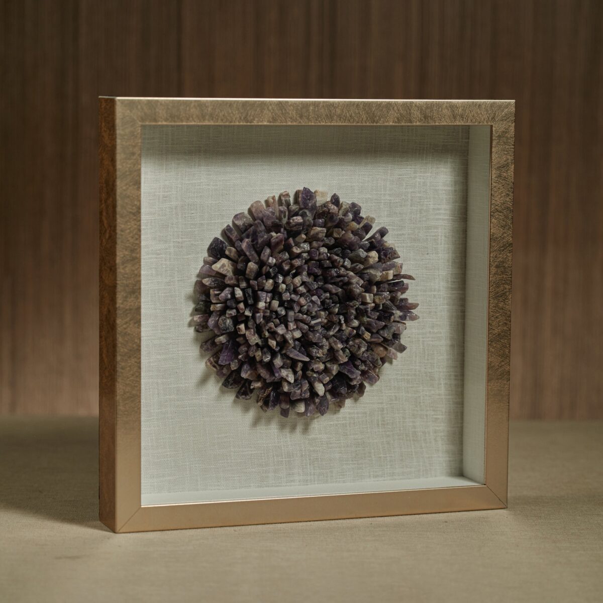 Gold Framed Amethyst Crystal Wall Art