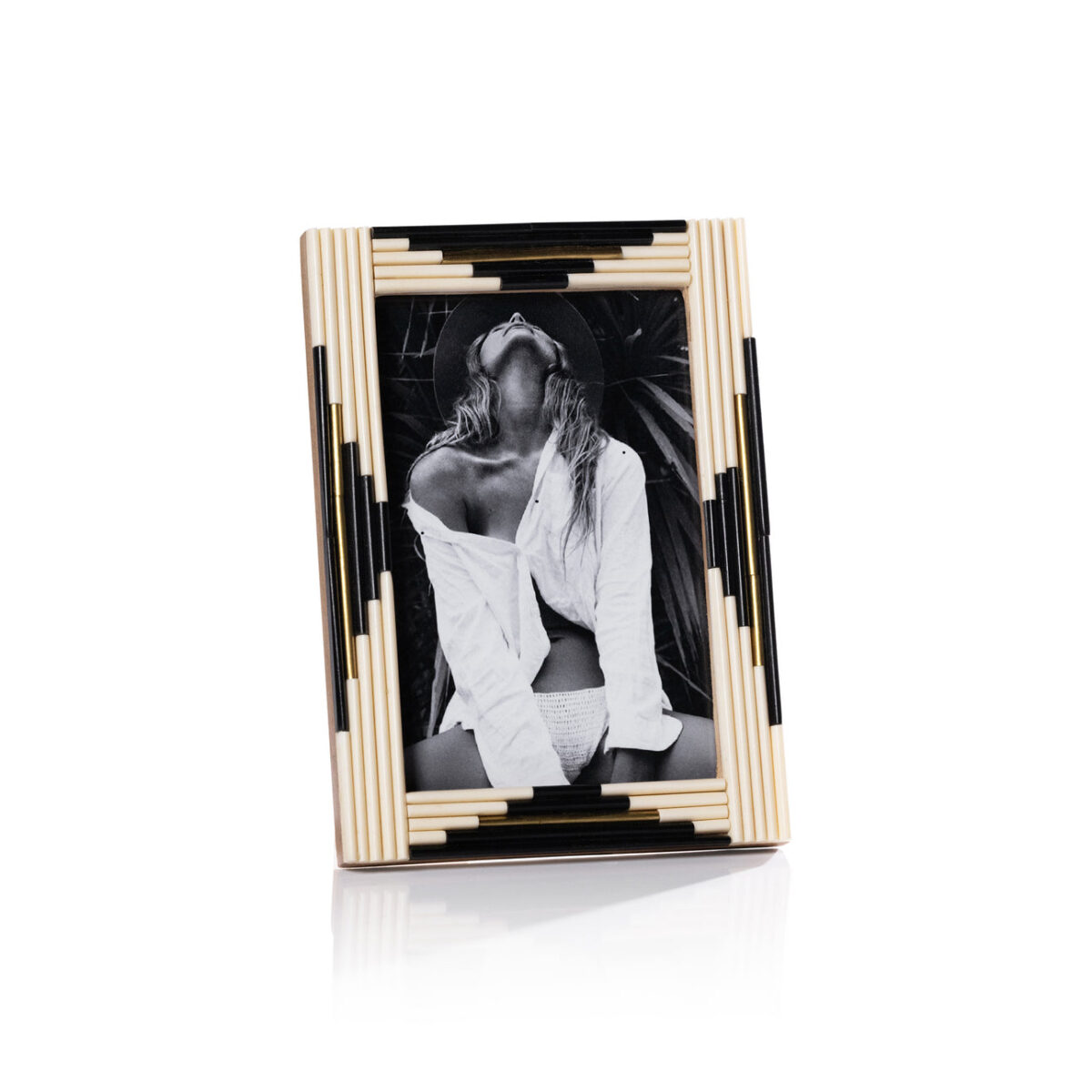 Piped Resin and Brass Inlaid Photo Frame