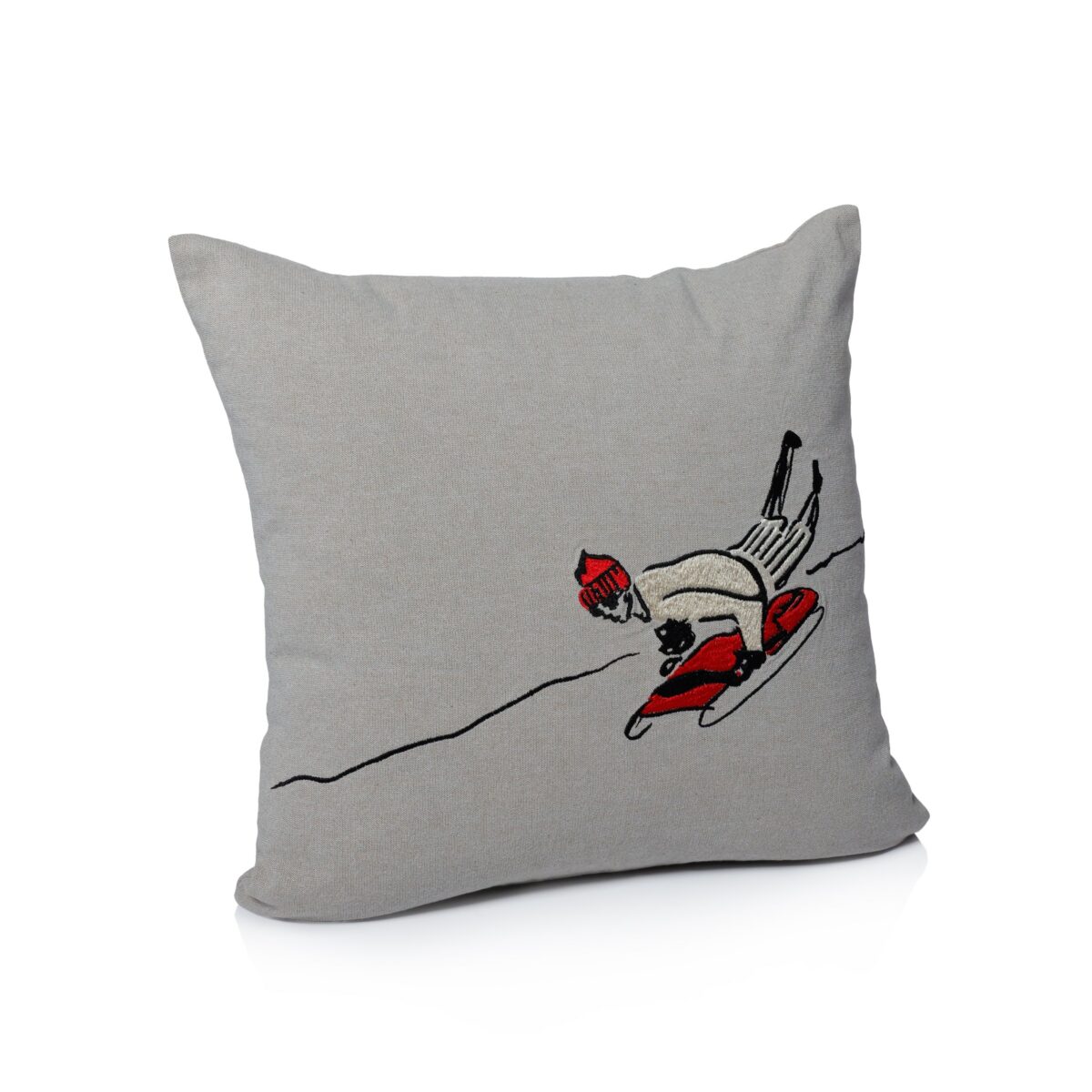 Sledding Cotton Chambray Throw Pillow